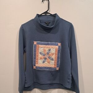 Upcycled RW&CO. Blue Patchwork Mock Neck Sweatshirt